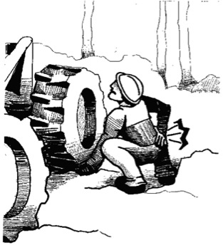 REMOVING SKIDDER TIRE CAUSES BACK STRAIN